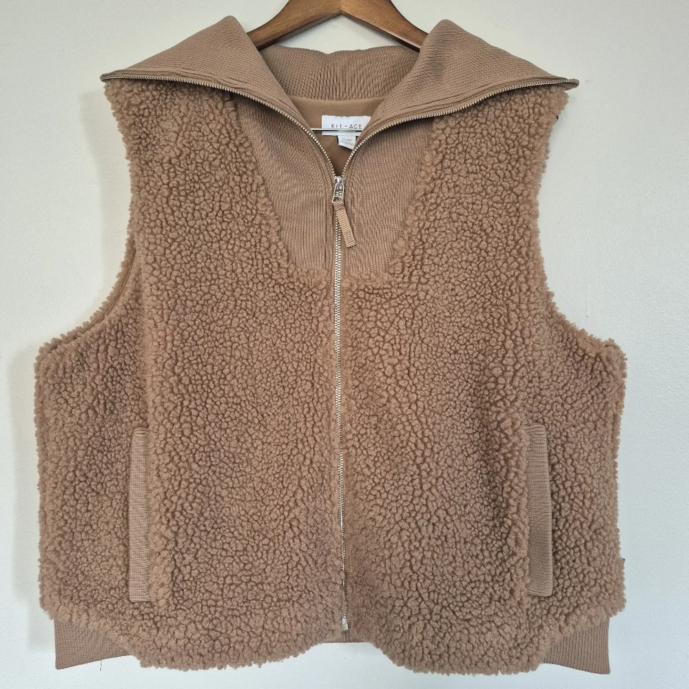 Kit + Ace Taupe Sherpa Full Zip Ribbed Neck And Waist Vest XL - Picture 4 of 12